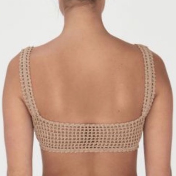 She Made Me x Free People Naira S 4/6 Tan Brown 2pc Crochet High Waist Handmade - Picture 7 of 15